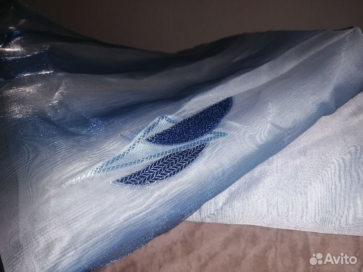 Тюль голубая и оранжевая