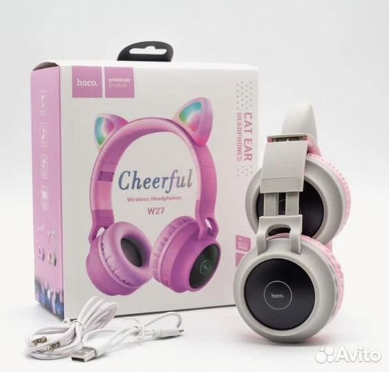 Наушники bluetooth hoco W27 Cat ear, grey