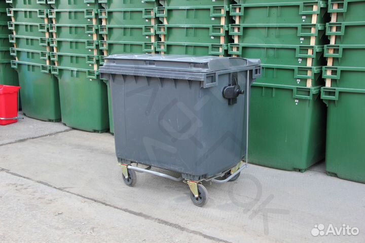 Пластиковый мусорный контейнер 1100л R2715