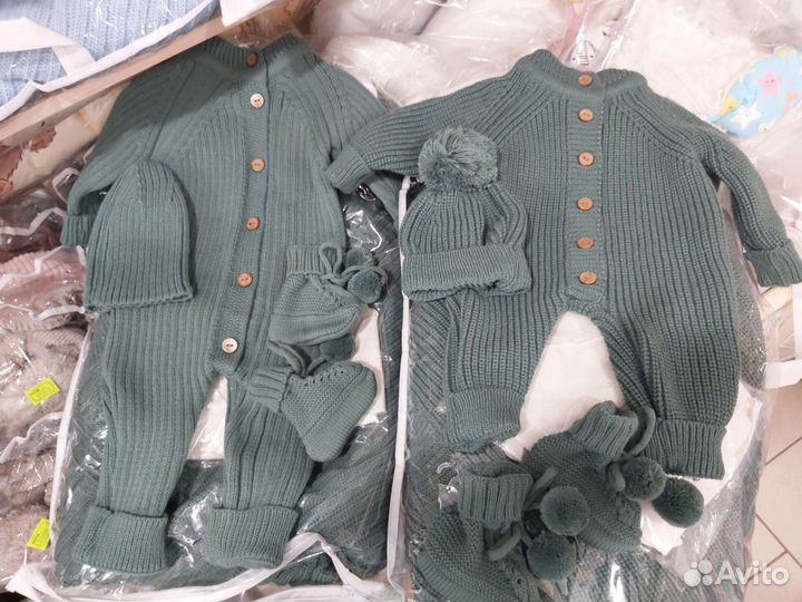 Комплект на выписку, 7 предметов темно-зеленый