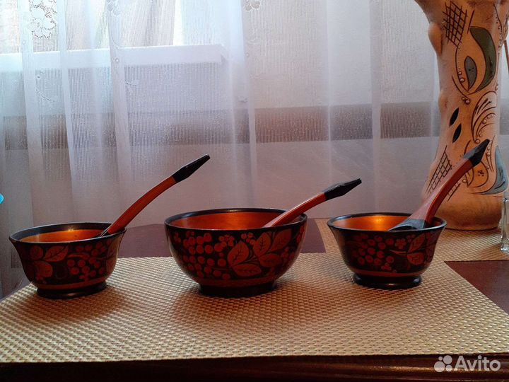 Чашки деревянные хохлома