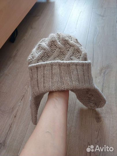 Шапка ушанка женская вязаная