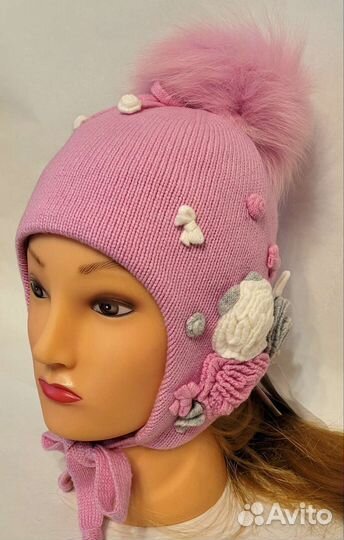 Шапка зимняя шерстяная для девочки чоби 52-54