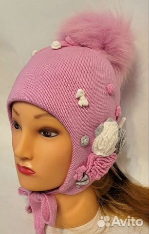 Шапка зимняя шерстяная для девочки чоби 52-54