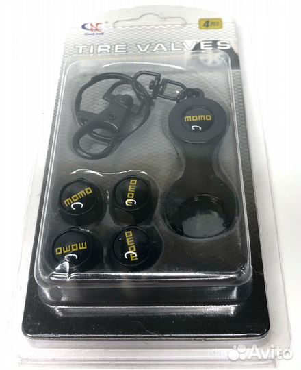 Колпачки на ниппеля - momo (с ключом/черный) (Черн