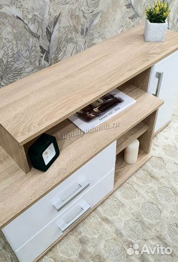 Тумба Нарус тв-1 мдф (Дуб сонома/Белый глянец)