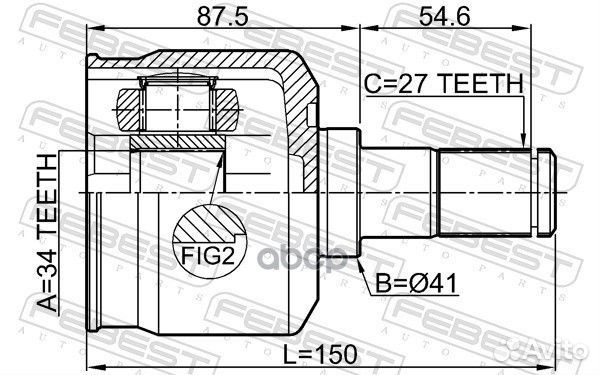Шрус внутренний левый 34X41X27 подходит для HYU