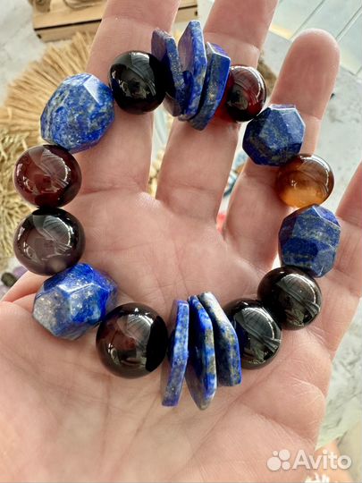 Женский браслет из лазурита и агата