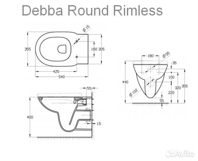 Чаша унитаза подвесного Roca Debba Round Rimless 346998000