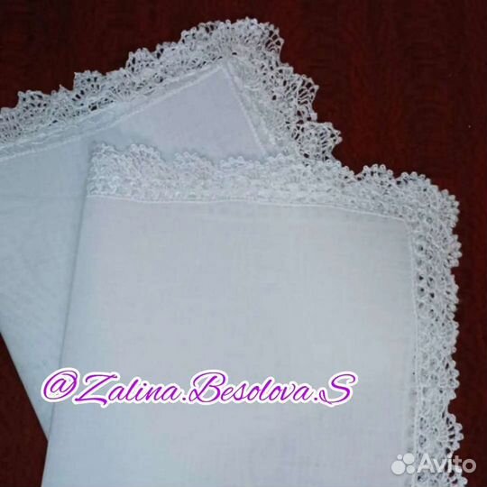 Носовые платочки из батиста, кружево ручной работы