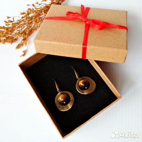 Серьги Тигровый глаз Античная бонза Этника Бохо