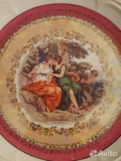 Форфоровая тарелка большая гдр в идеальном состоян