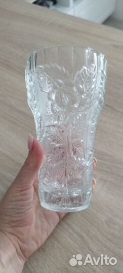 Ваза для цветов, стекло рельефное, времён СССР