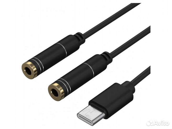 Сплиттер gsmin Harp Type-C (M) - 2 x Mini Jack(F)