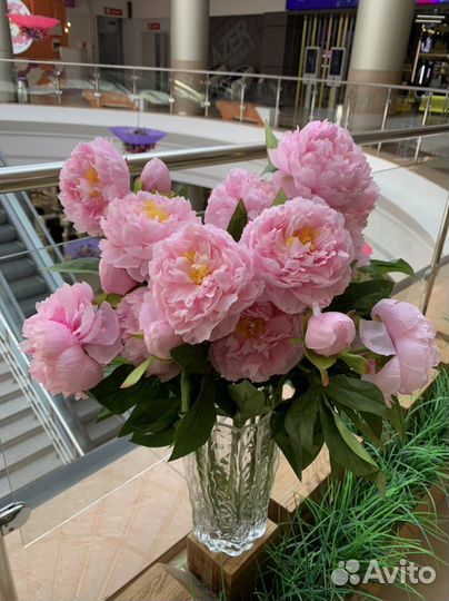 Искусственные пионы ветка с 3 бутонами