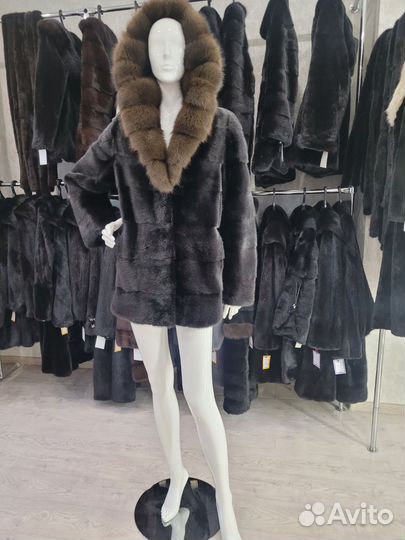 Шуба норковая с соболем 48-50