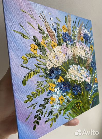 Картина маслом полевые цветы