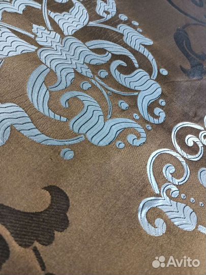 Портьера с вензелем шоколадно-коричневая