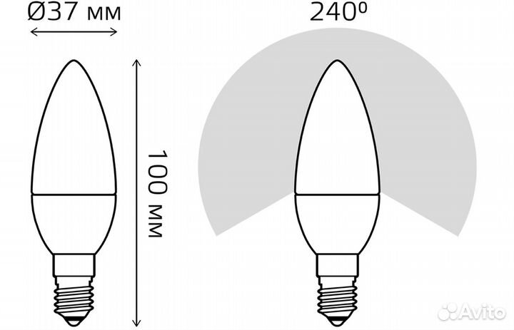 Лампочка светодиодная E14 Свеча 9.5W 10 шт. Gauss