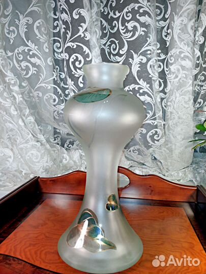 Ваза для цветов дымчатое стекло Чехия