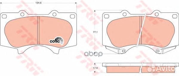 Колодки передние toyota land cruiser 120, prado