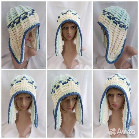 Шапка ушанка женская вязаная