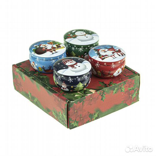 Набор 4 шт сувенирных баночек Новый Год 65 мл №43