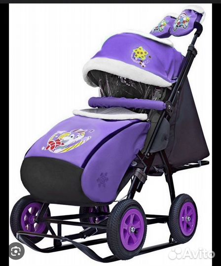 Новые санки коляска Galaxy с большими колесами