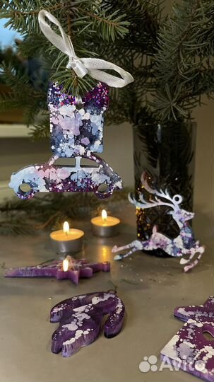 Елочные игрушки из эпоксидной смолы