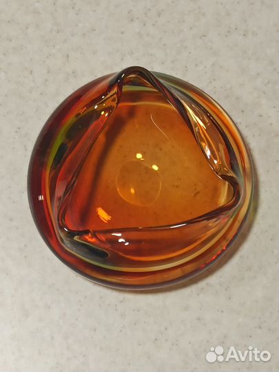 Пепельница СССР, цветное богемское стекло