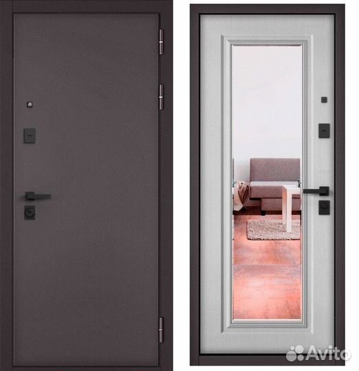 Дверь входная железная с зеркалом