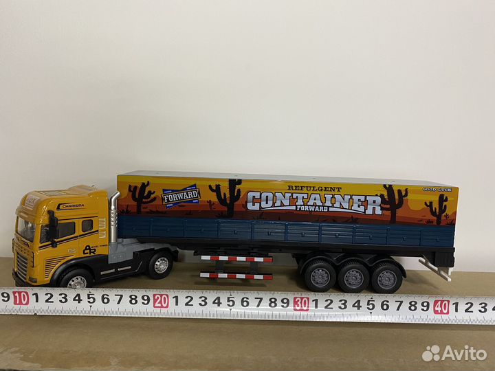 Фура с прицепом 1:24 металл кабина, свет и звук