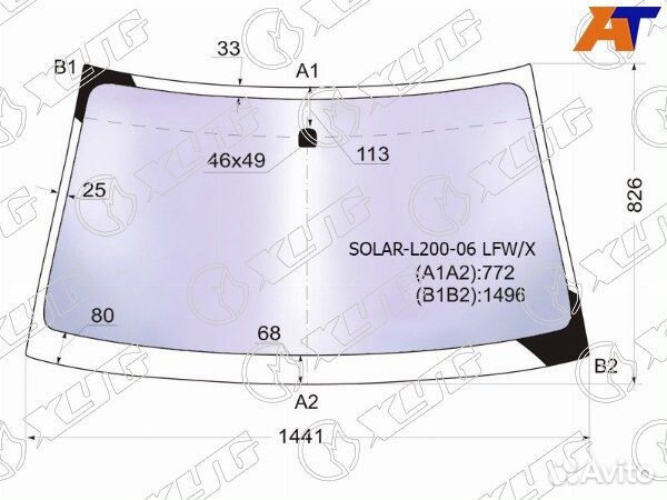 Стекло лобовое mitsubishi L200 2007-2016