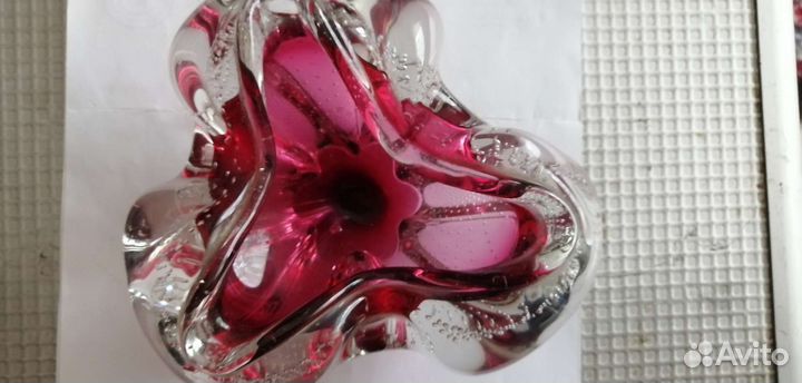 Пепельница цветное стекло богемия