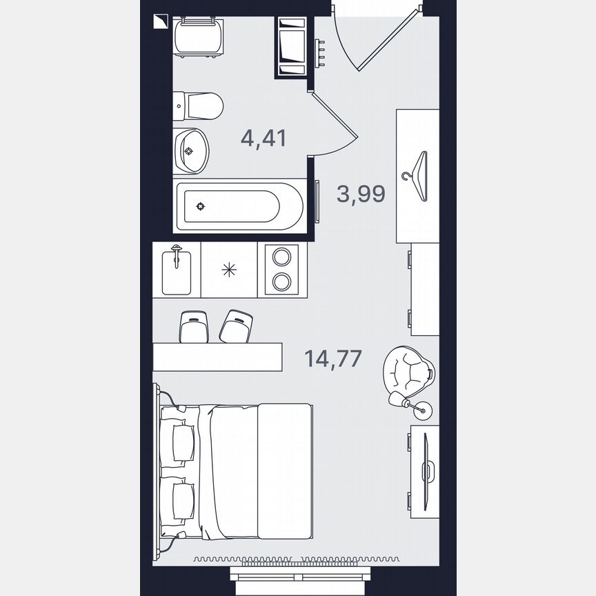 Апартаменты-студия, 23,2 м², 9/24 эт.