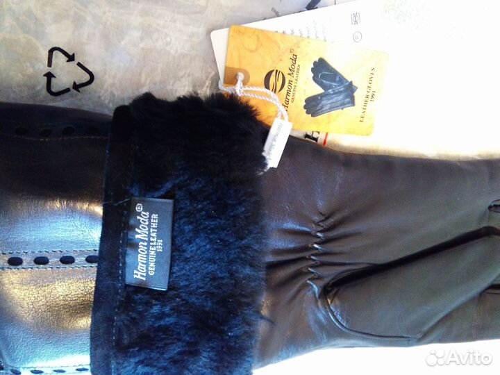 Мужские зимние кожаные перчатки 