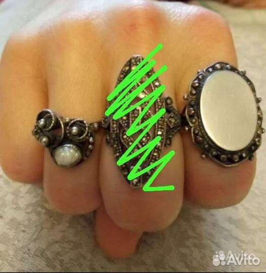 Кольца и к-т с марказитами из серебра 925 пробы