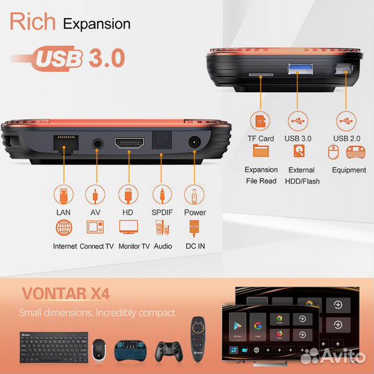 Vontar X4 Amlogic S905X4 Android 11 AV1