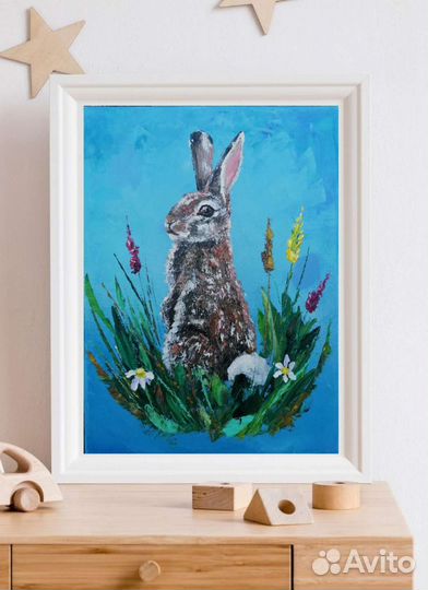 Картина маслом на холсте кролик