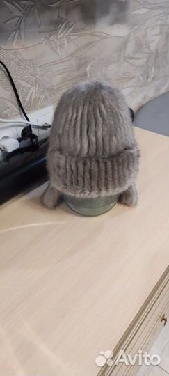 Шапка норковая вязаная женская