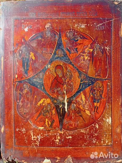 Старинная икона Неопалимая Купина От пожара