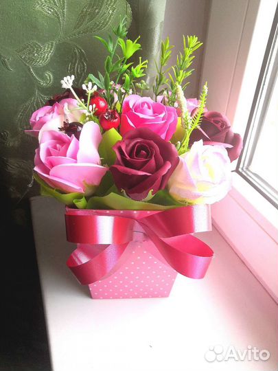 Мыльные букеты в коробках