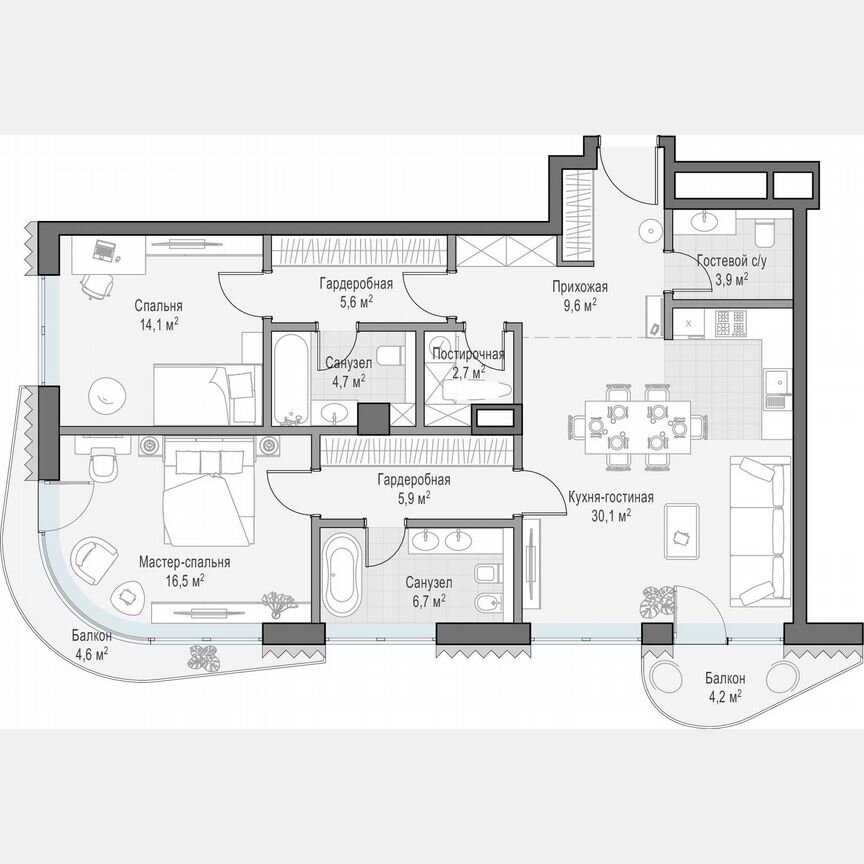 2-к. квартира, 109 м², 3/14 эт.