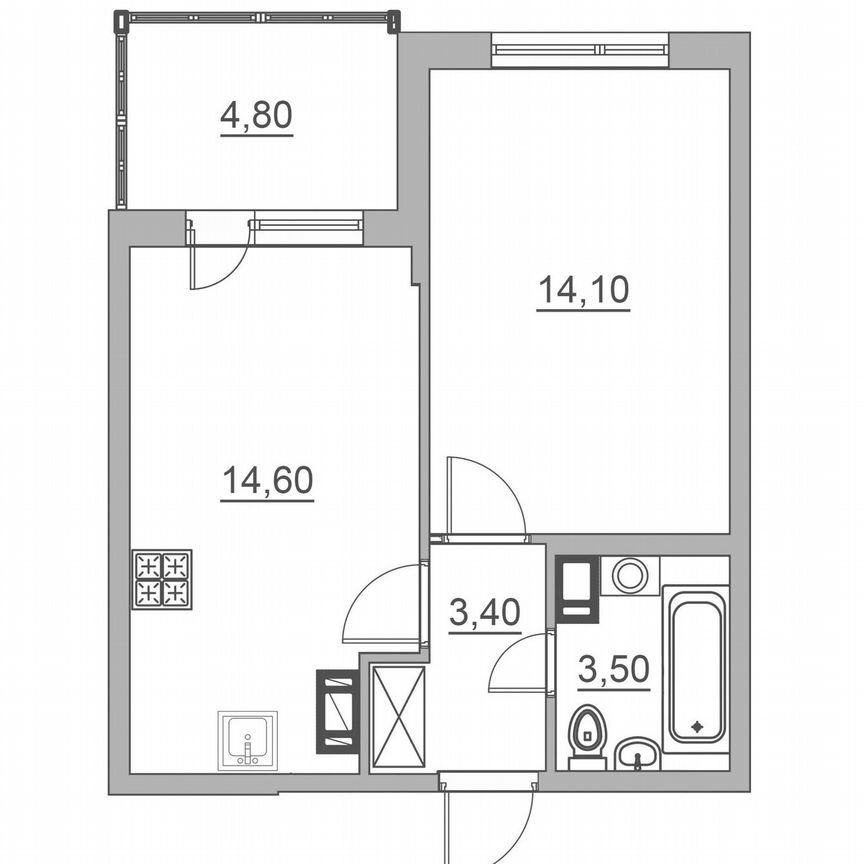 2-к. квартира, 40,4 м², 6/6 эт.