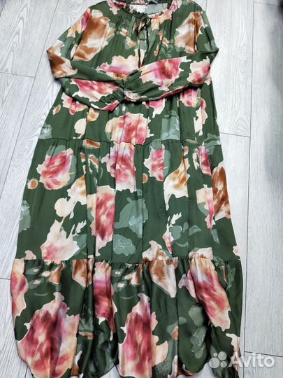 Платье ярусное с цветочным принтом италия 42-52