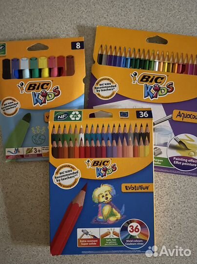 Карандаши Bic, краски, мелки цветные
