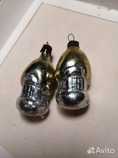 Елочные игрушки фигурки стекло СССР