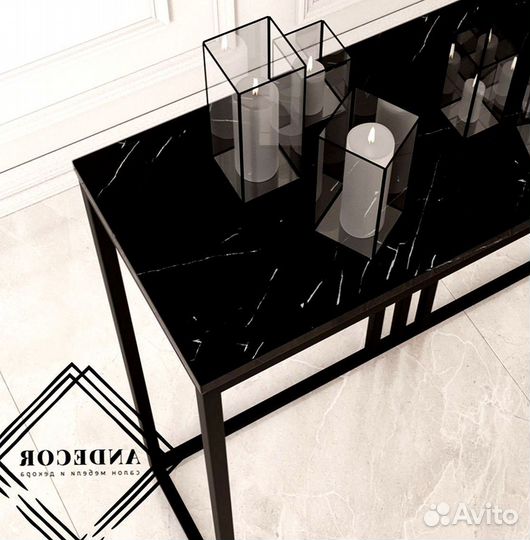 Стол/консоль лофт мрамор/металл