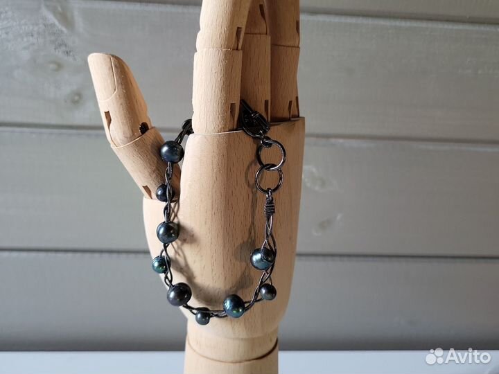 Новый браслет с чёрным речным жемчугом орифлейм