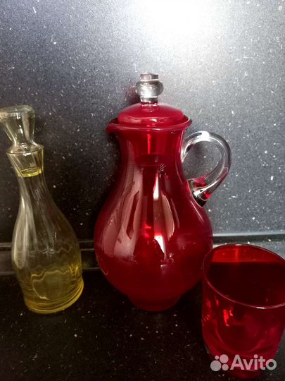 Кувшин СССР с крышкой и стаканом